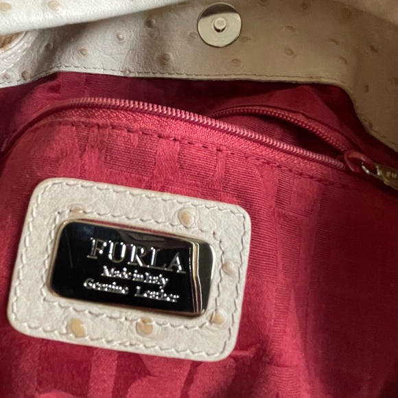 Furla Ostrich 💯 % Leather Hobo Bag - Picture 9 of 11